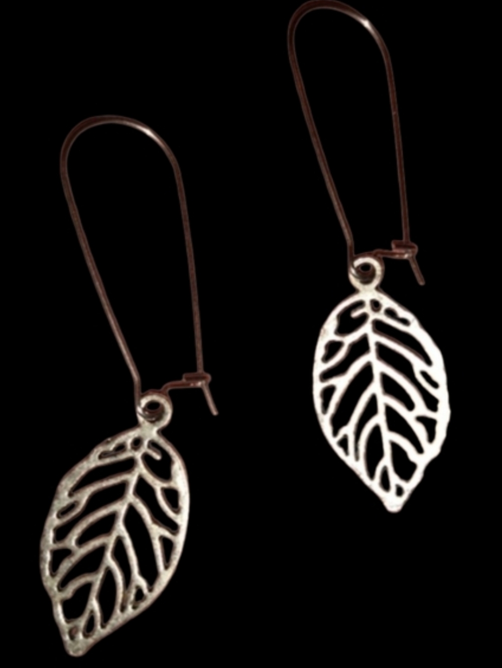 Handmade Leaf Charm Earrings Stainless Steel Big Oversized Wires Dangle Charms